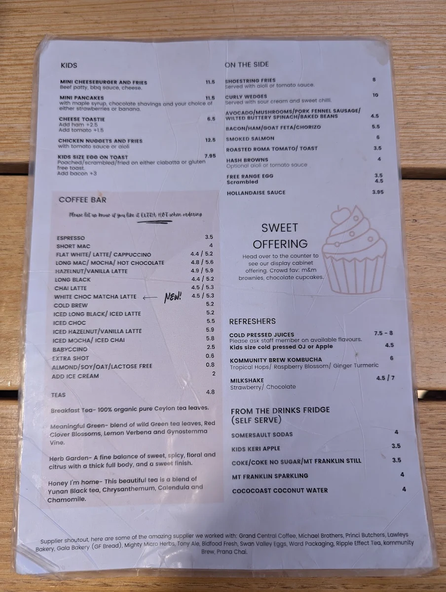 Menu, Fika on Brix