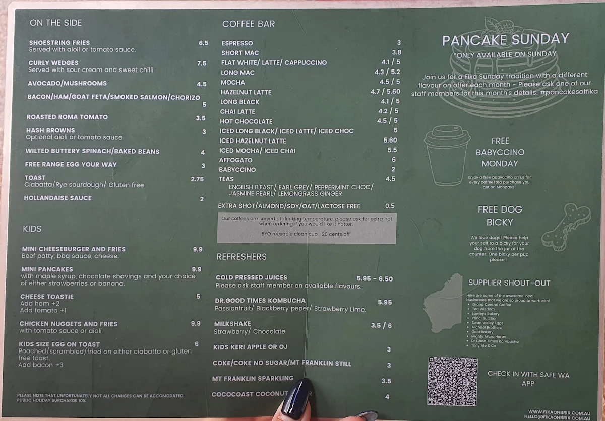 Menu, Fika on Brix