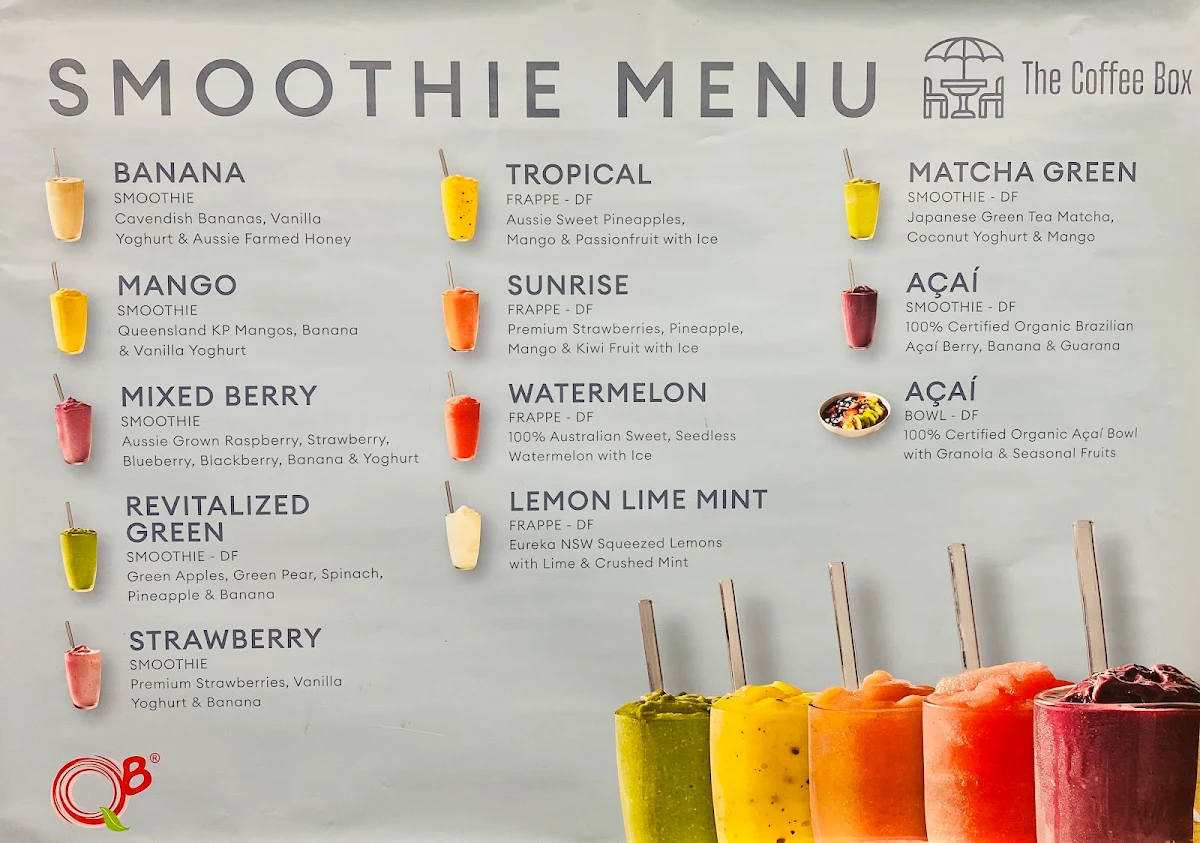 Menu, The Coffee Box Strathfield