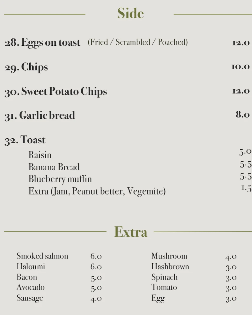 Menu, The Coffee Box Strathfield
