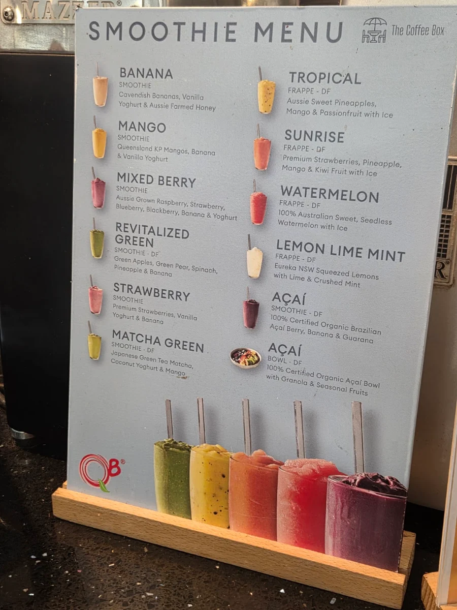 Menu, The Coffee Box Strathfield