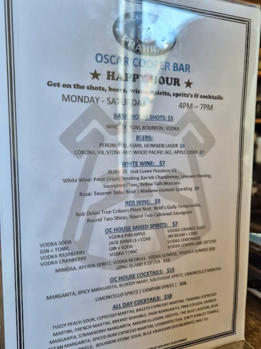 Menu, Oscar Cooper