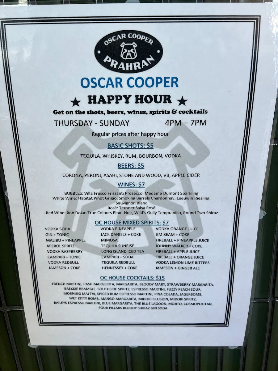 Menu, Oscar Cooper