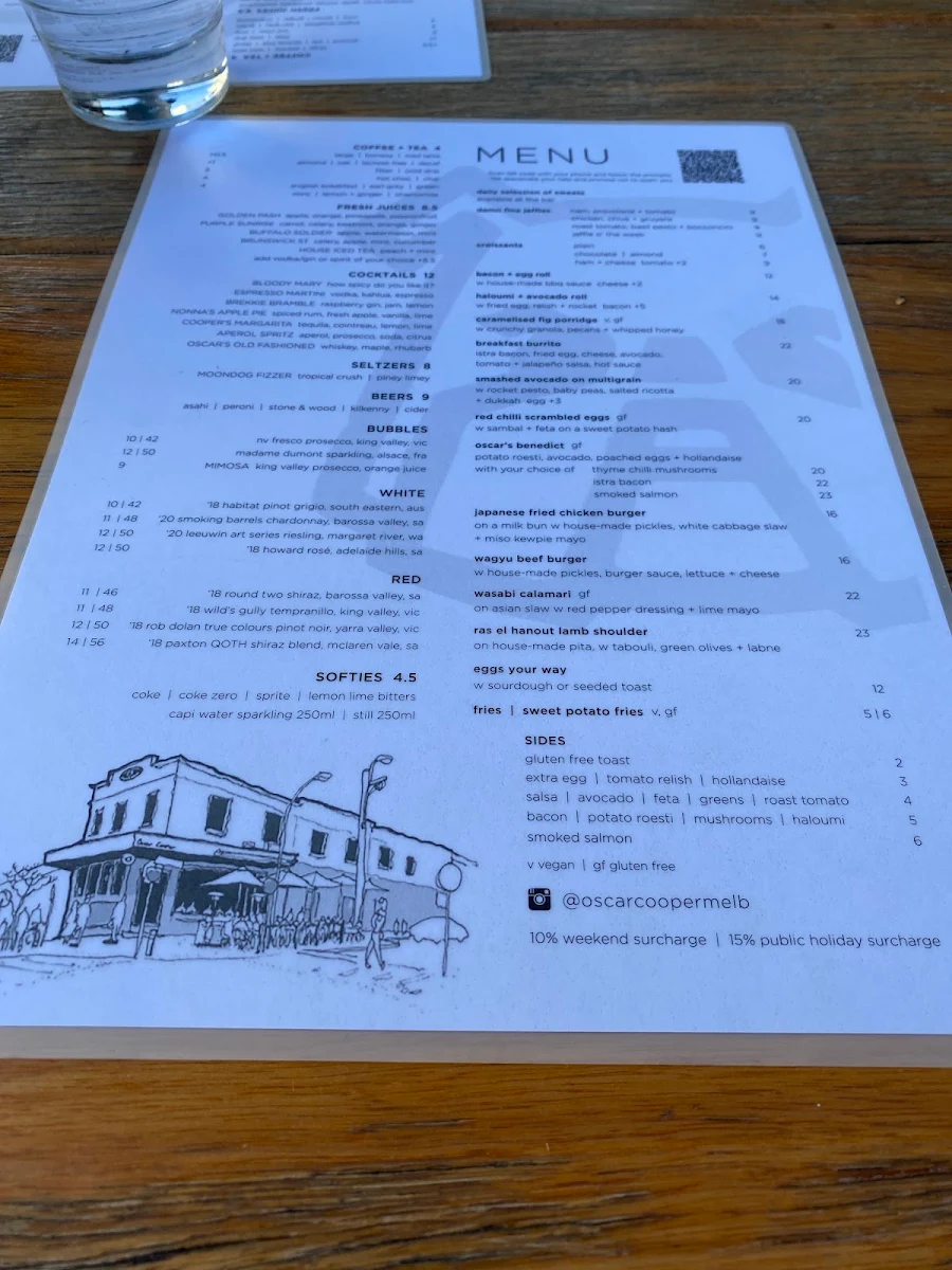 Menu, Oscar Cooper