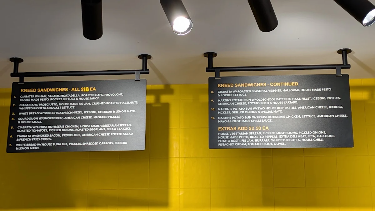 Menu, Kneed Bread Cafe