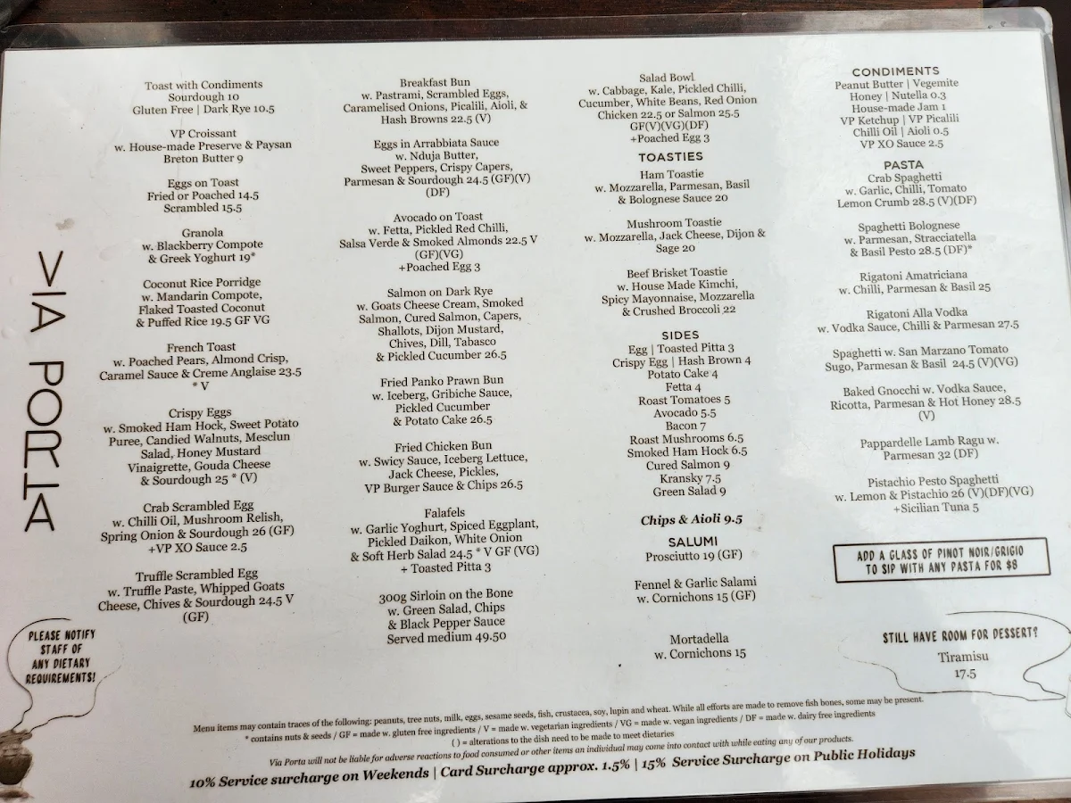 Menu, Via Porta Eatery-Deli