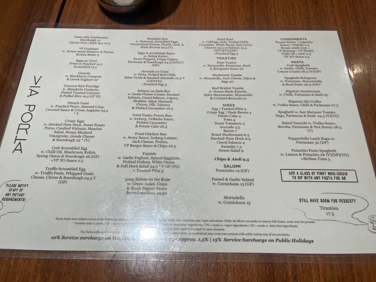 Menu, Via Porta Eatery-Deli