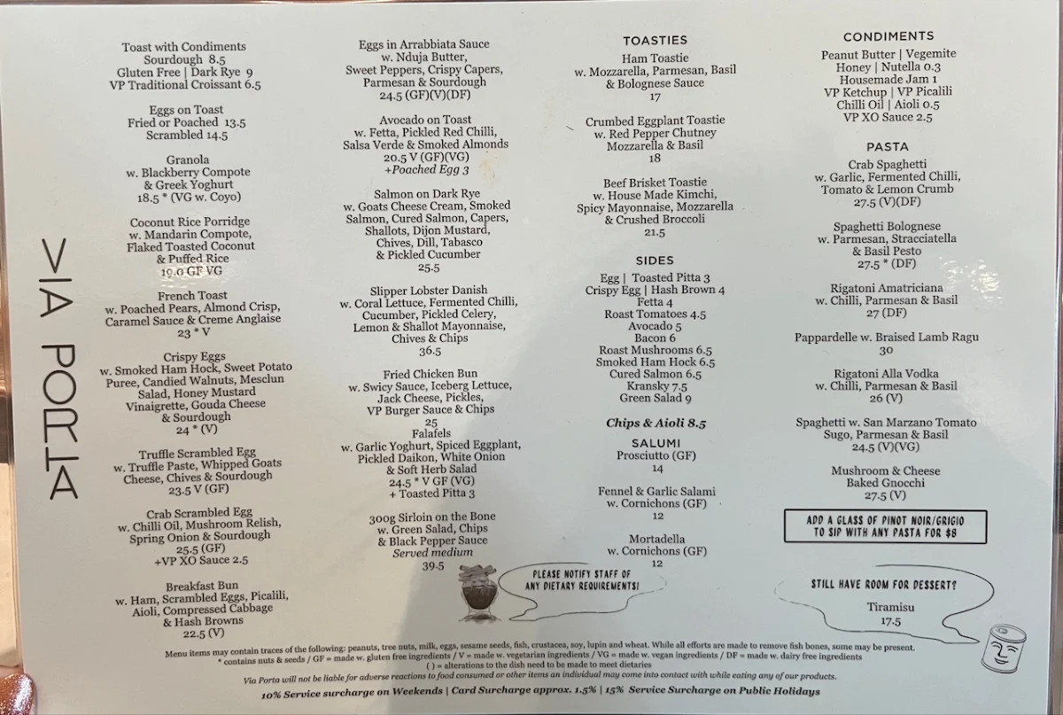 Menu, Via Porta Eatery-Deli