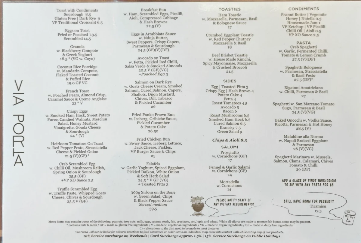 Menu, Via Porta Eatery-Deli