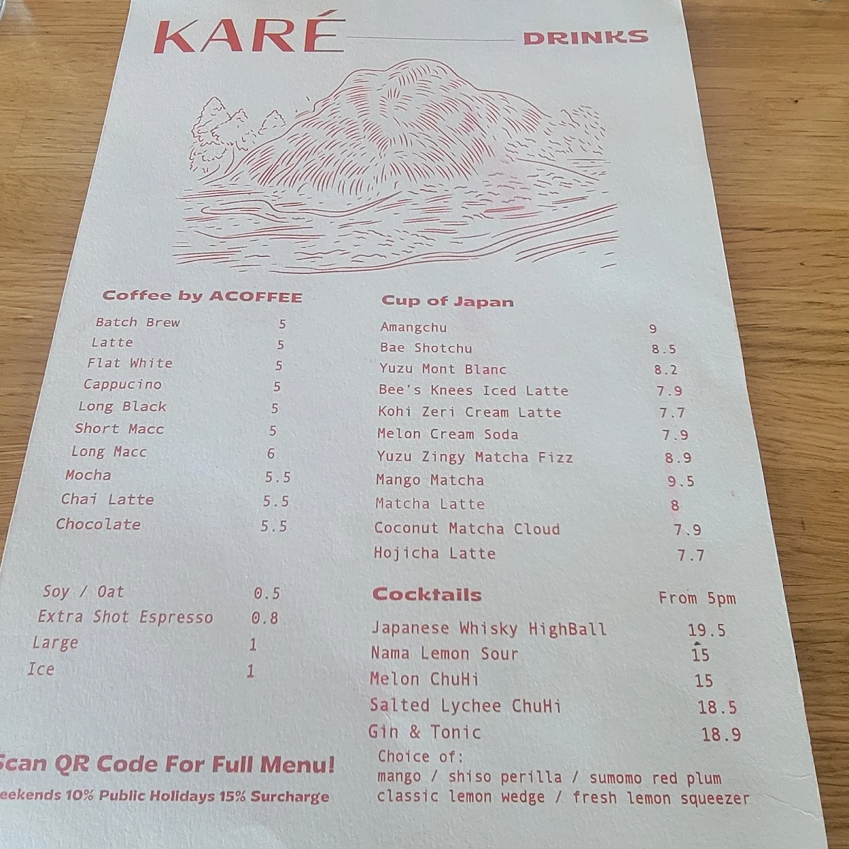 Menu, Karé Curry