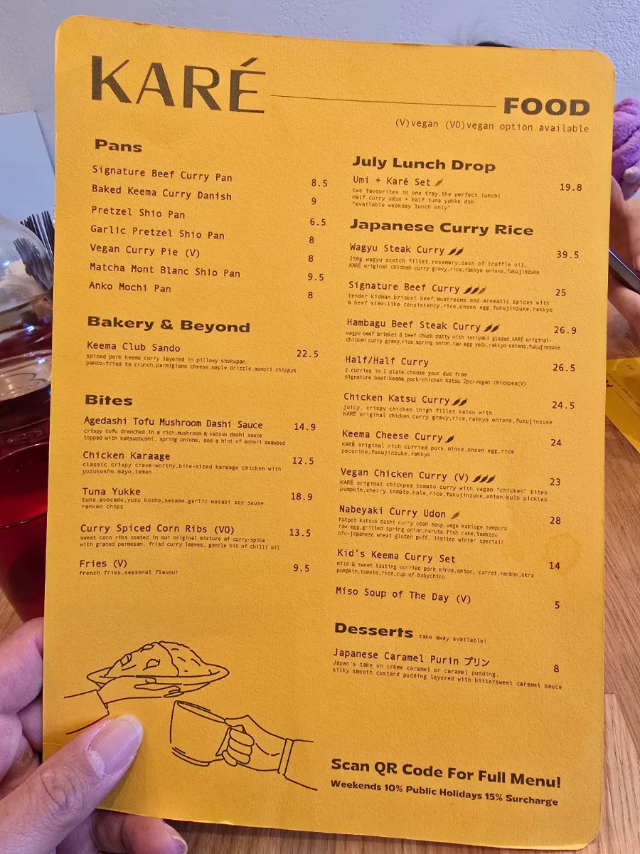 Menu, Karé Curry