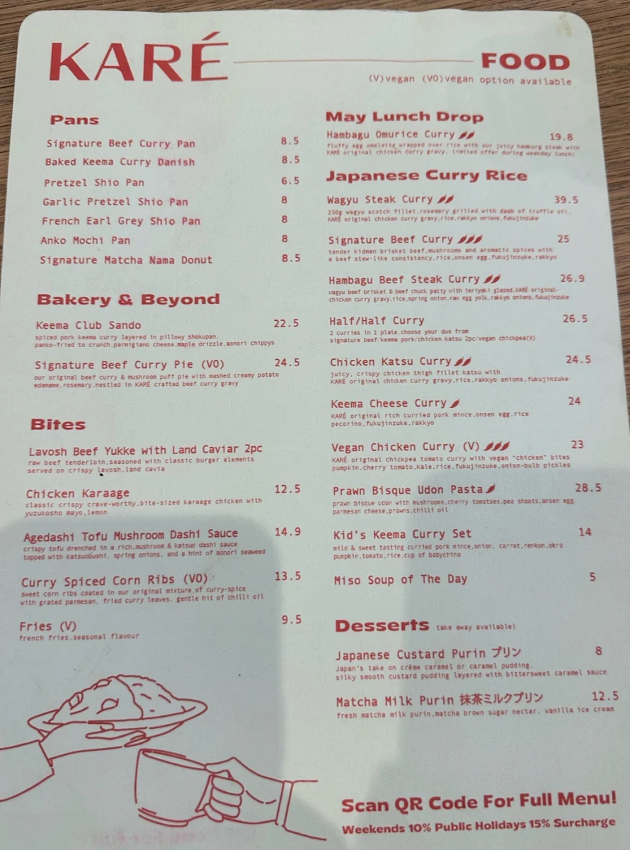 Menu, Karé Curry