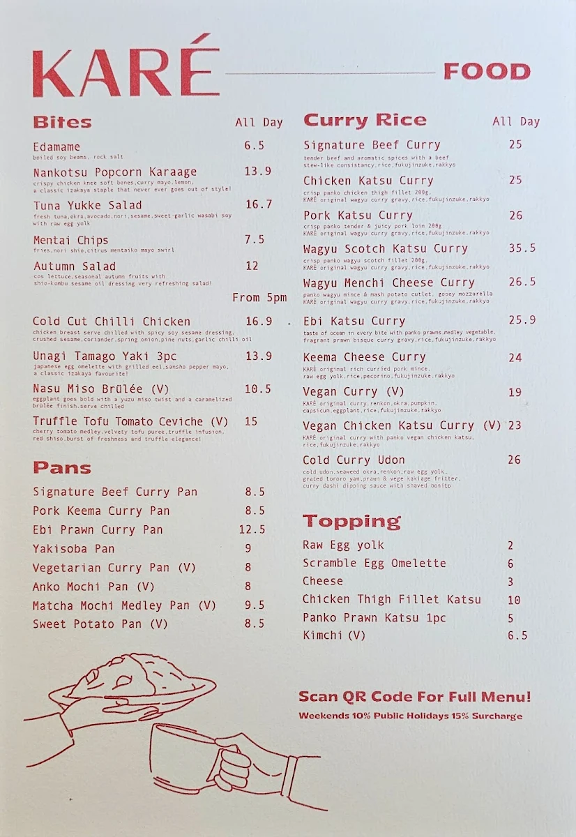Menu, Karé Curry
