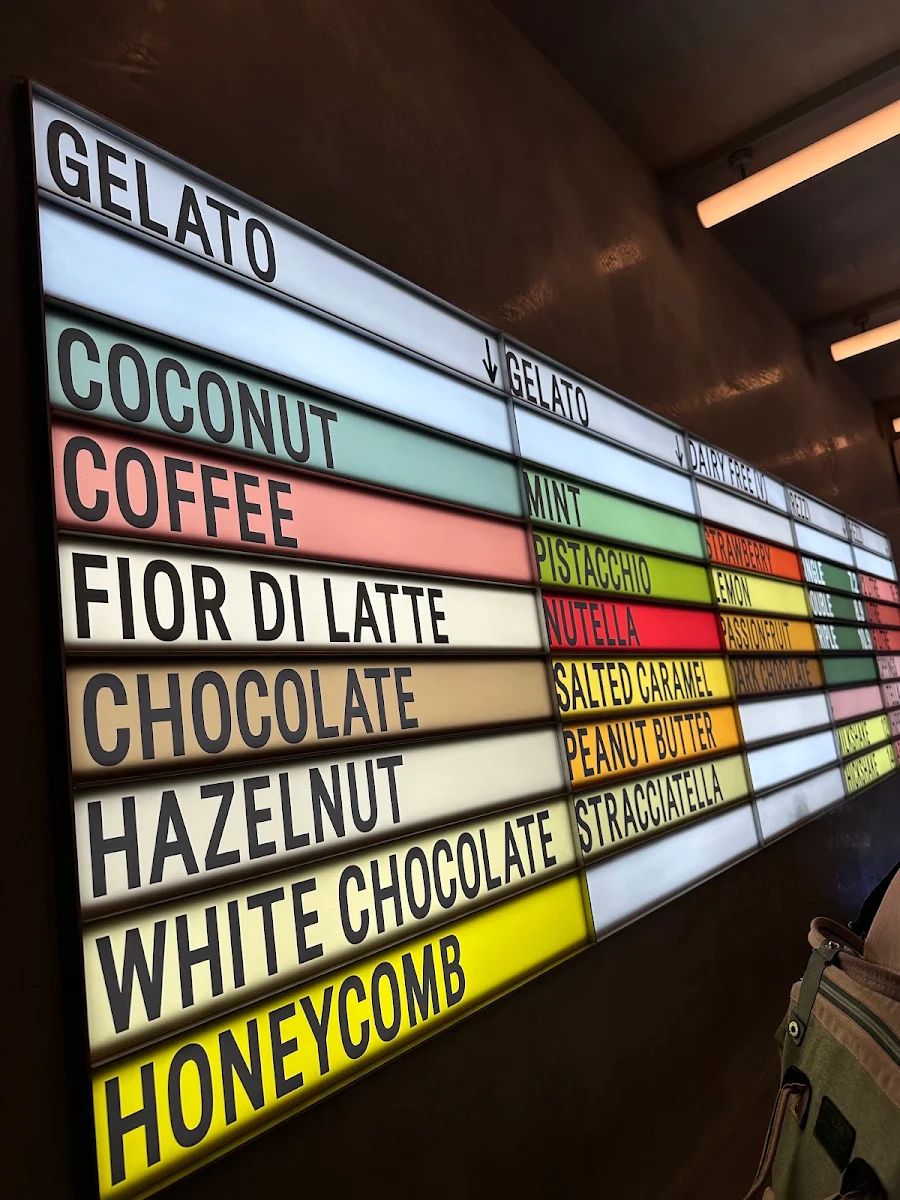 Menu, Piccolina Gelateria