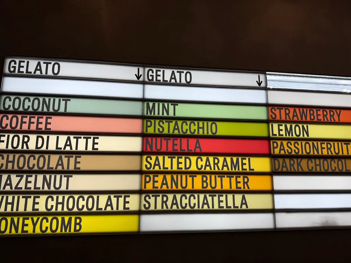 Menu, Piccolina Gelateria