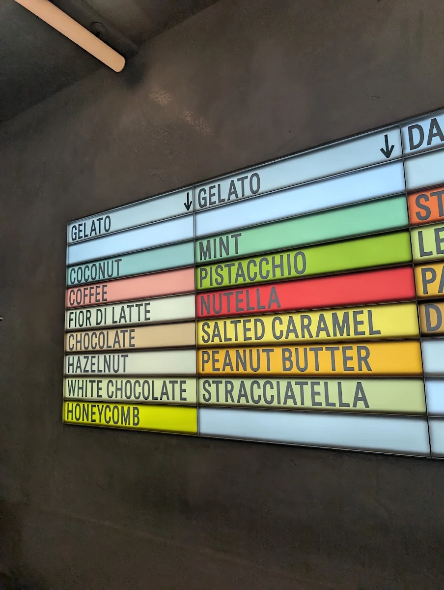 Menu, Piccolina Gelateria
