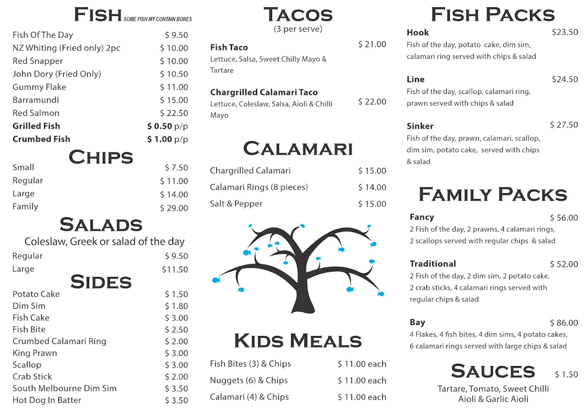 Menu, @ The Catch Carnegie