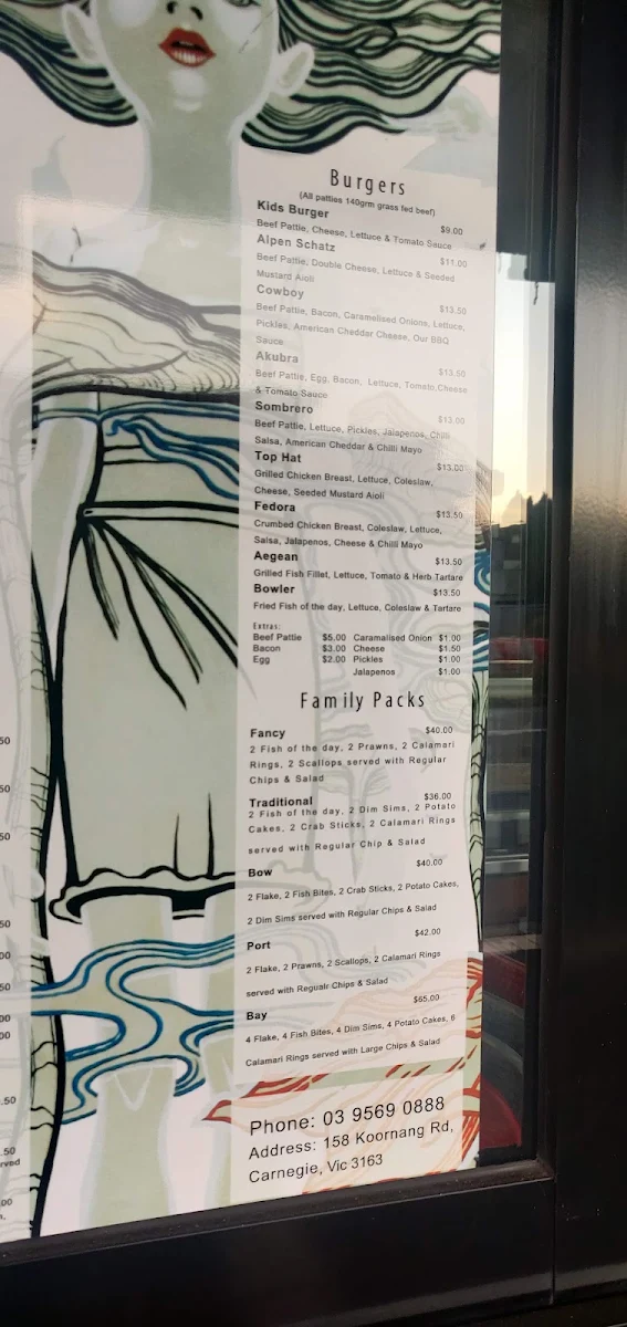 Menu, @ The Catch Carnegie