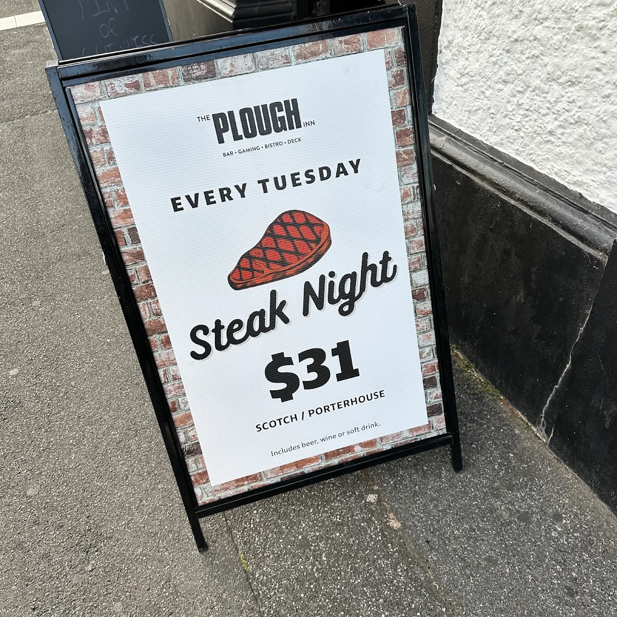 Menu, The Plough Inn Launceston