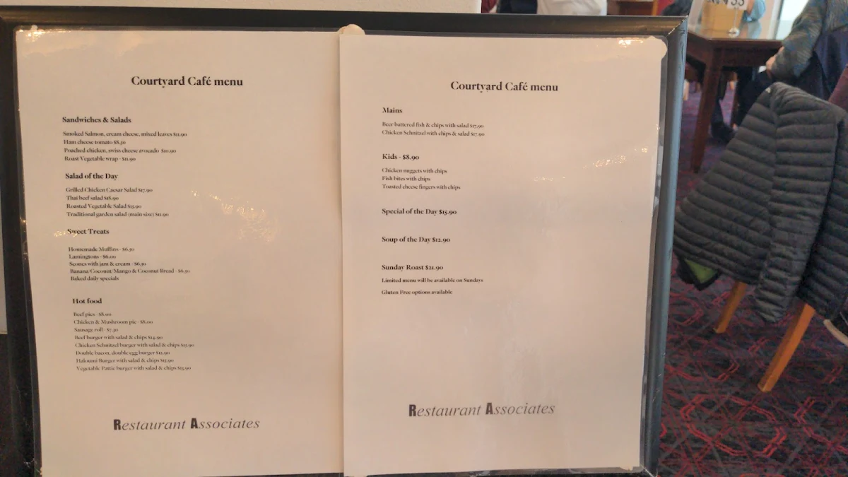 Menu, Courtyard Café at Old Parliament House