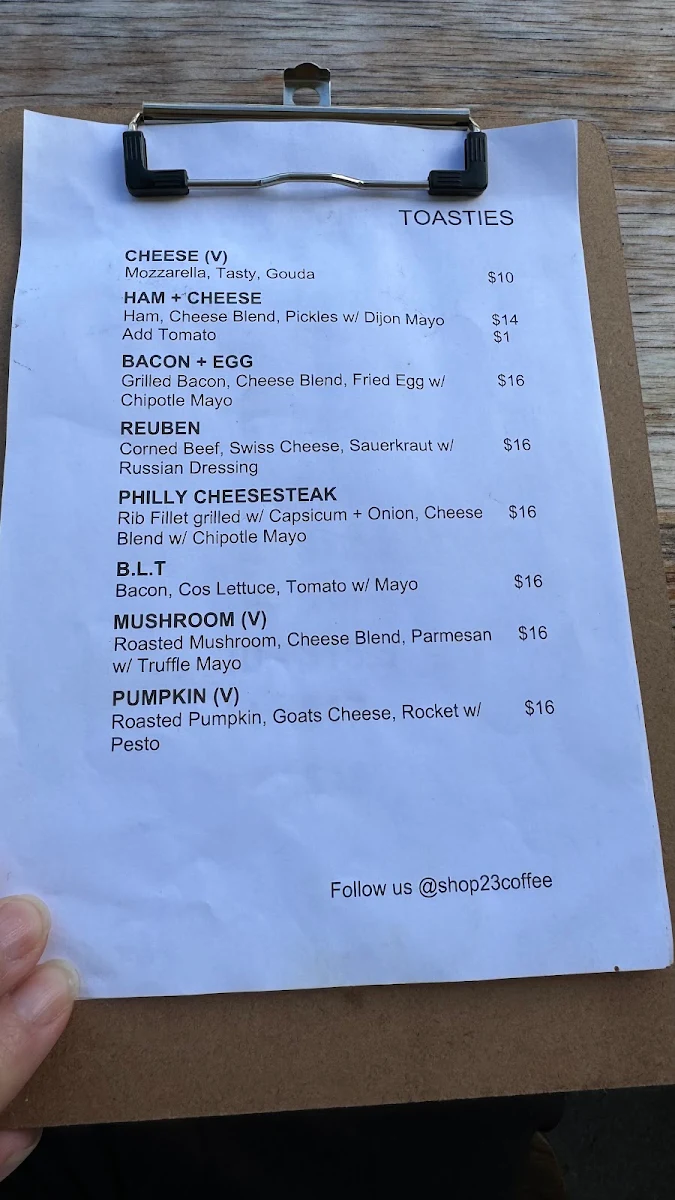 Menu, Shop 23