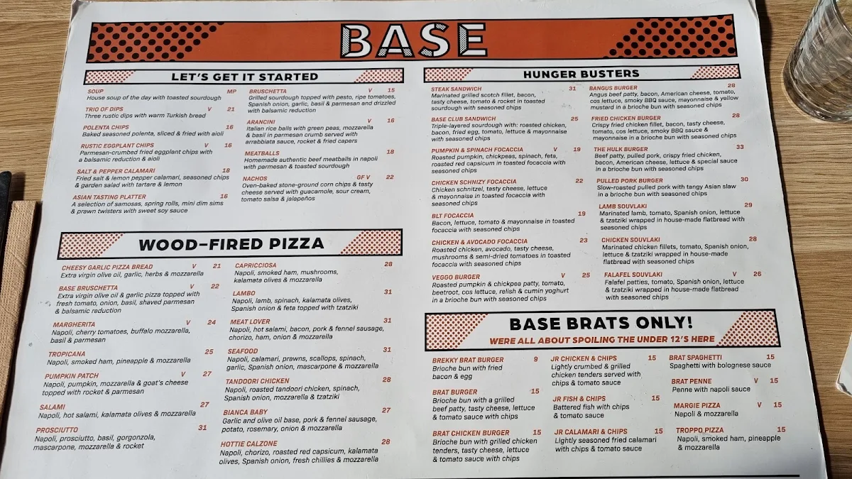Menu, BASE Plenty Valley