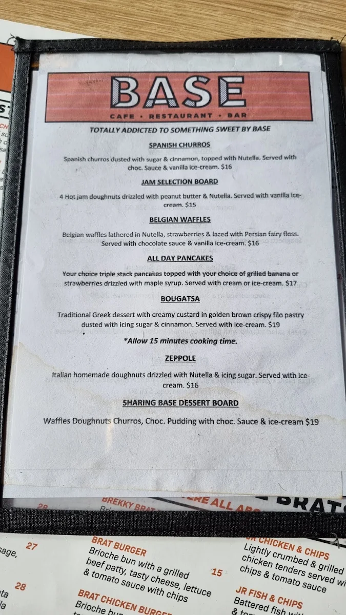 Menu, BASE Plenty Valley