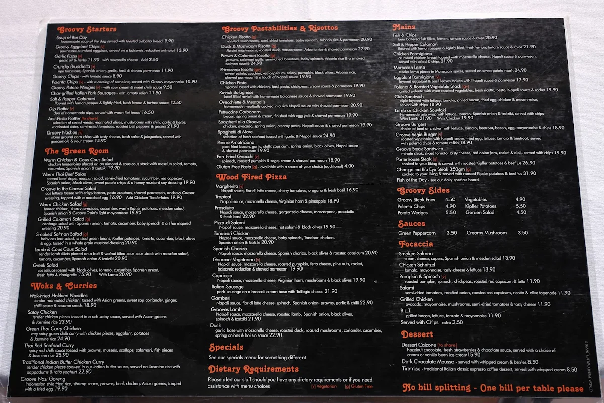 Menu, BASE Plenty Valley