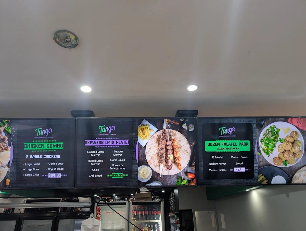 Menu, Tango charcoal chicken