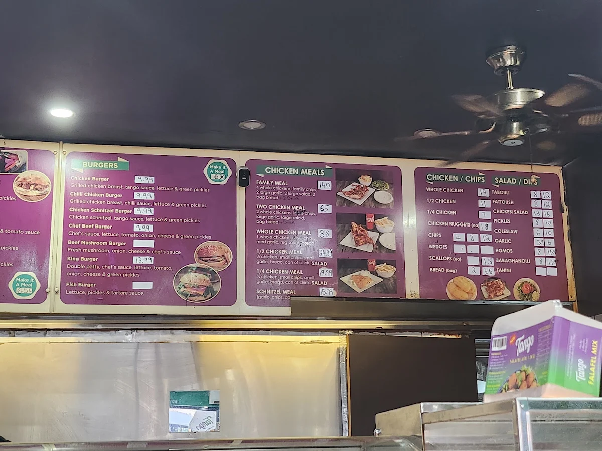 Menu, Tango charcoal chicken
