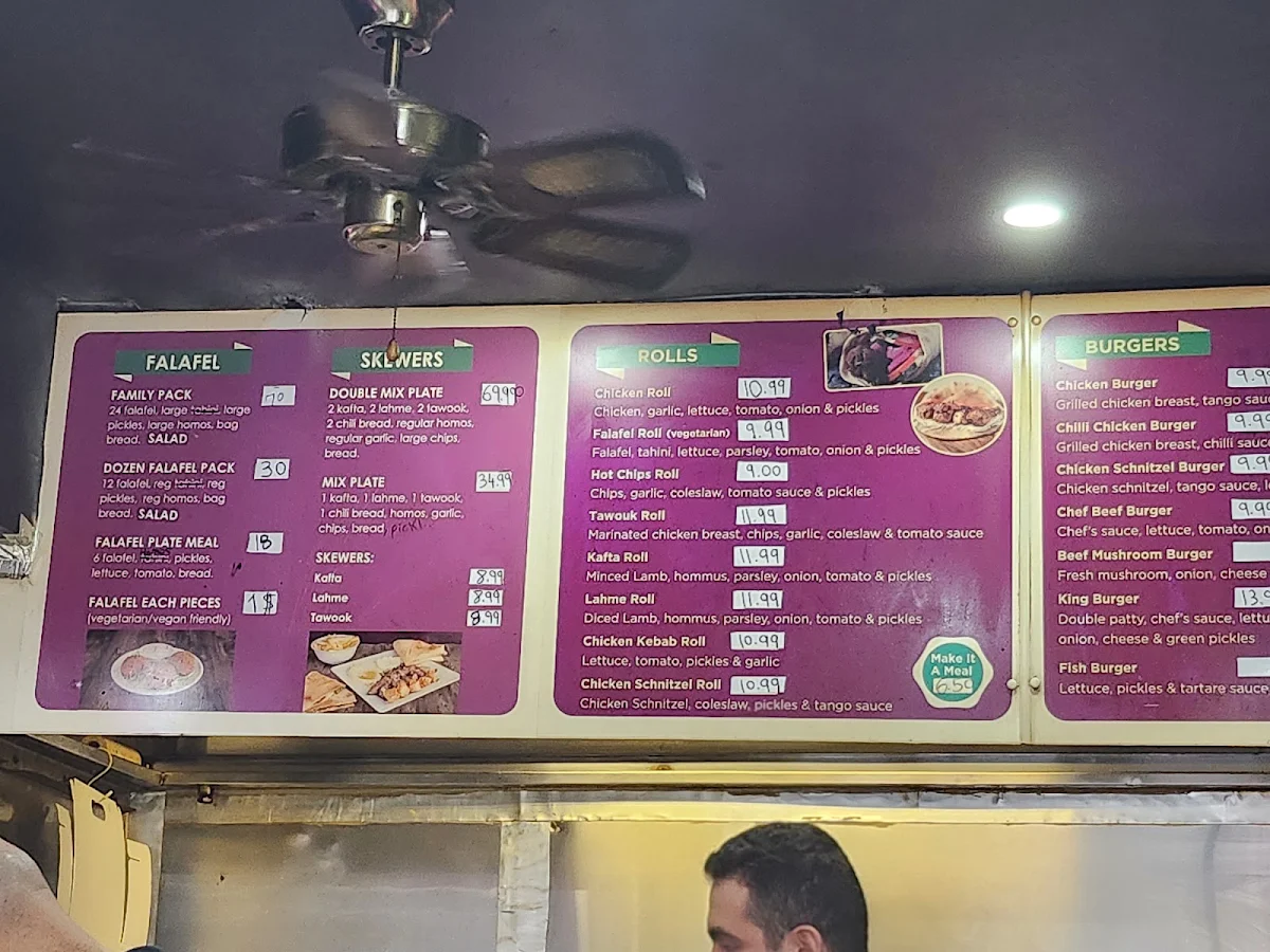 Menu, Tango charcoal chicken