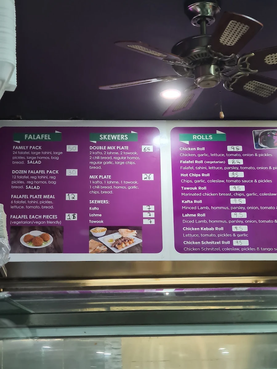 Menu, Tango charcoal chicken