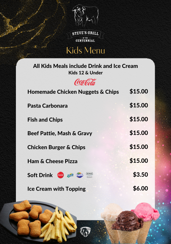 Menu, Steve's Grill @ the Centennial