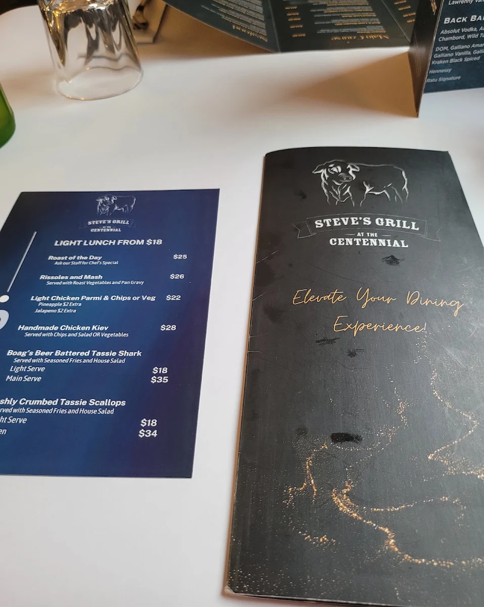 Menu, Steve's Grill @ the Centennial