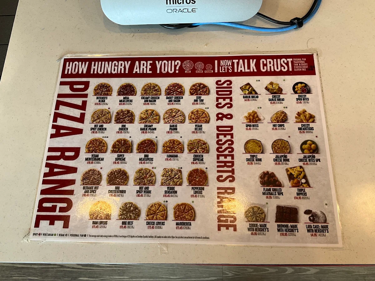Menu, Pizza Hut Croydon North