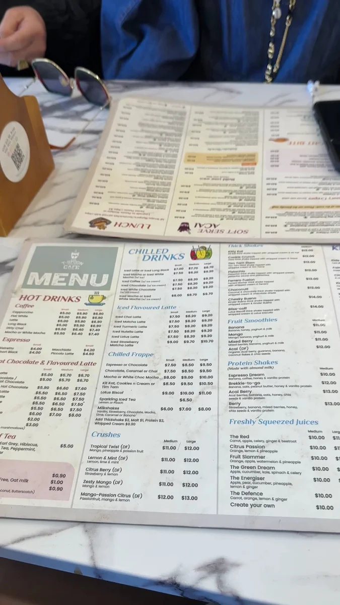 Menu, The T-Spoon Cafe Eastern Creek