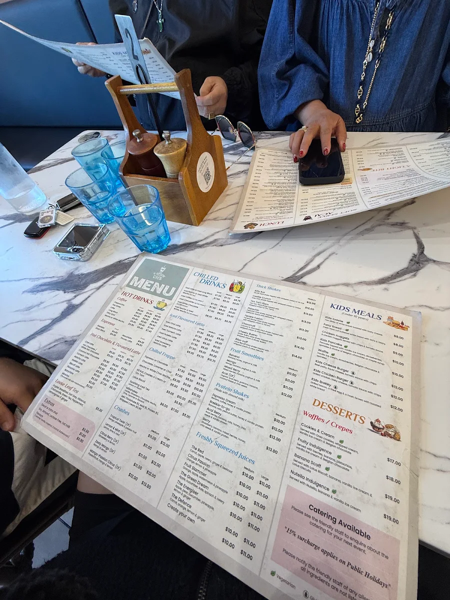Menu, The T-Spoon Cafe Eastern Creek