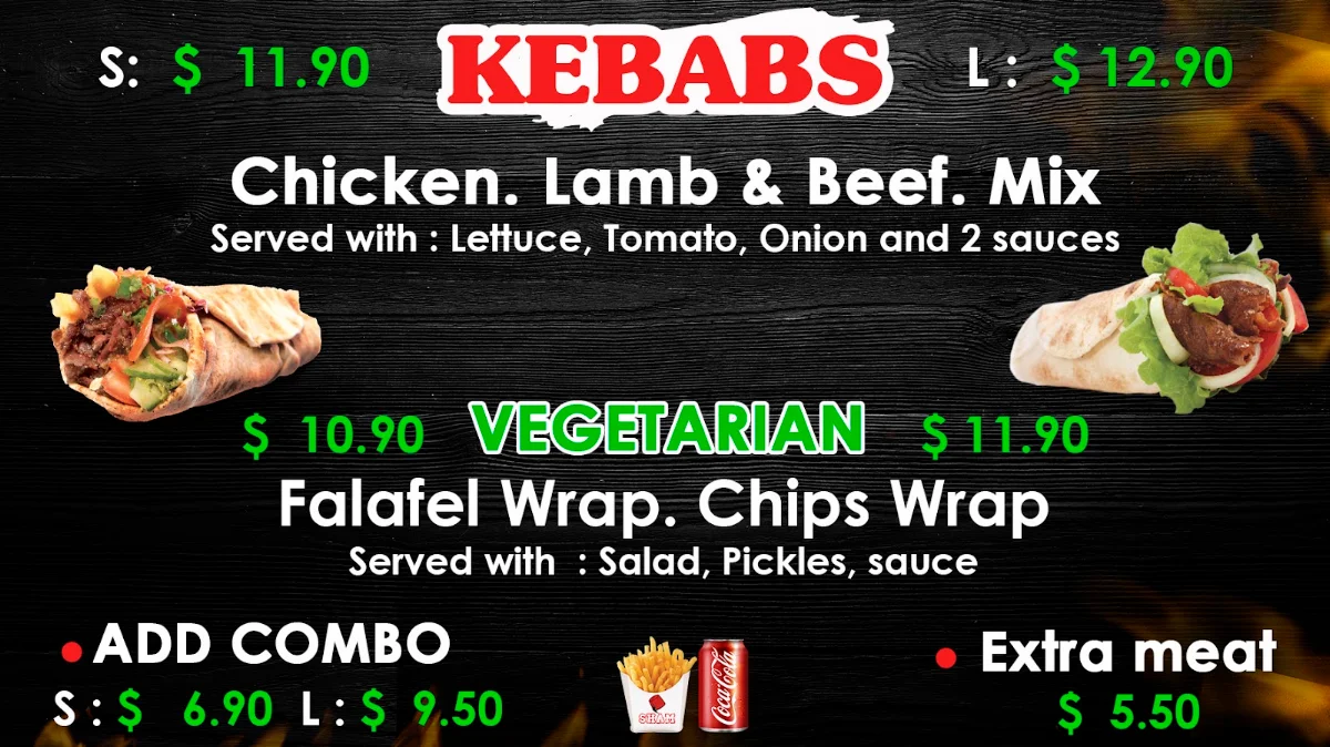Menu, Sham Kebab And Grill