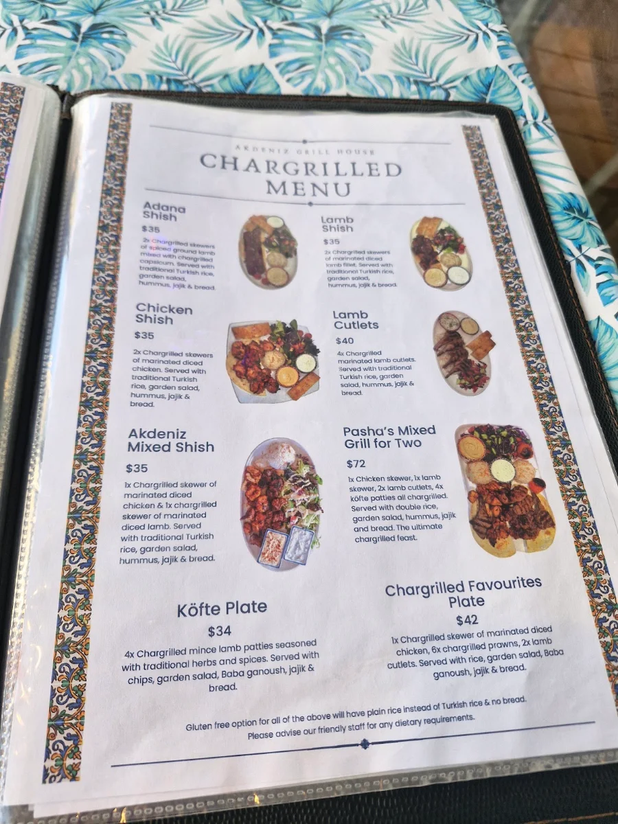 Menu, Akdeniz Grill House
