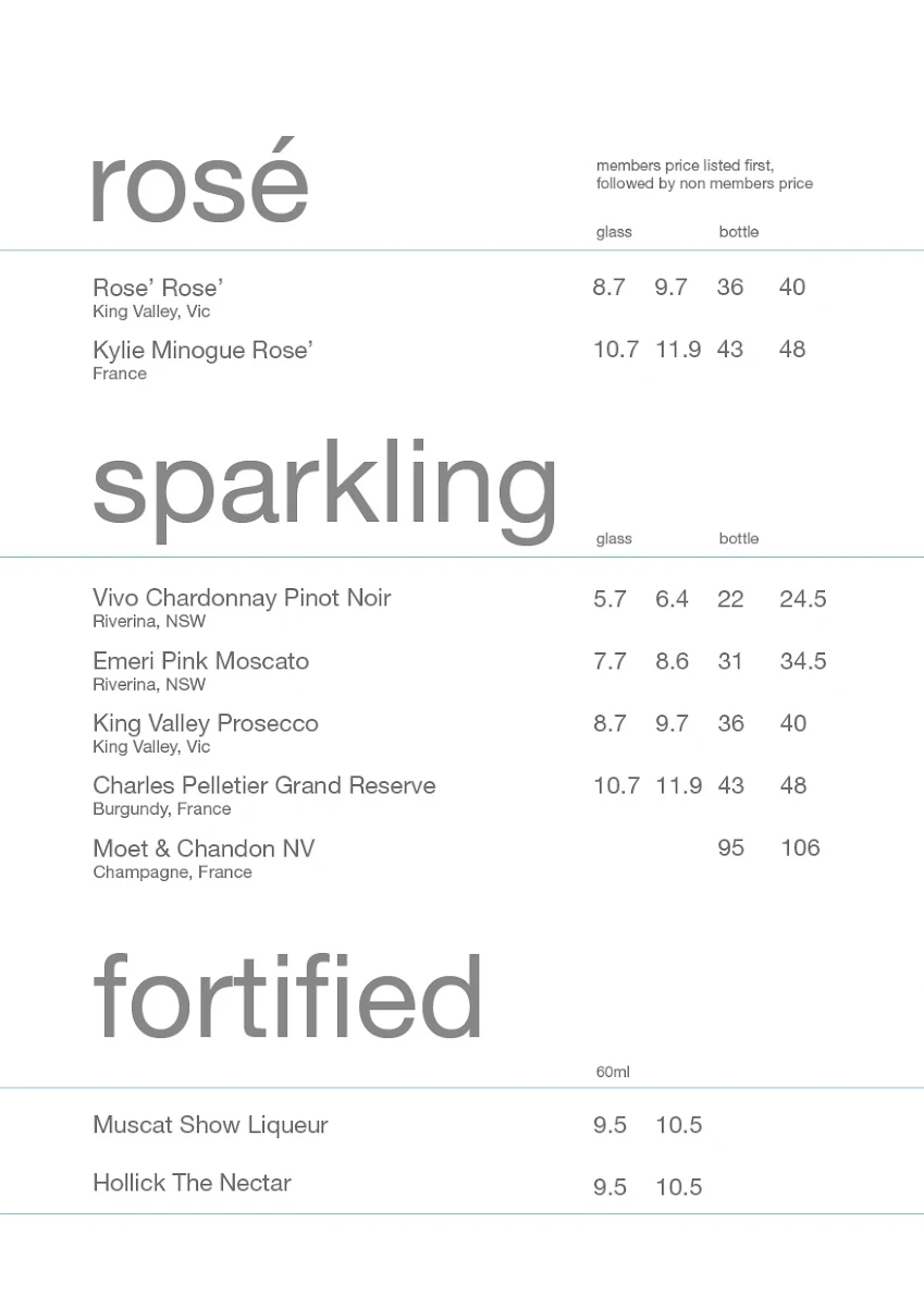 Menu, Aqua Restaurant