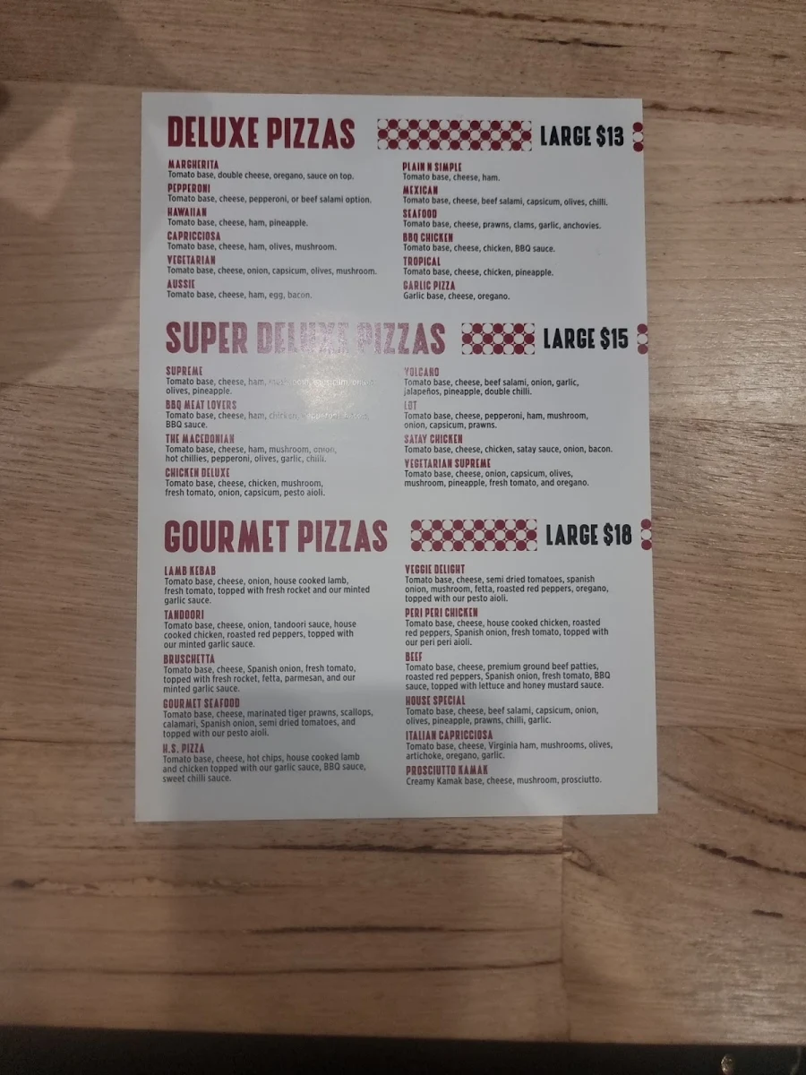 Menu, Pepperonis Pizza and Grill
