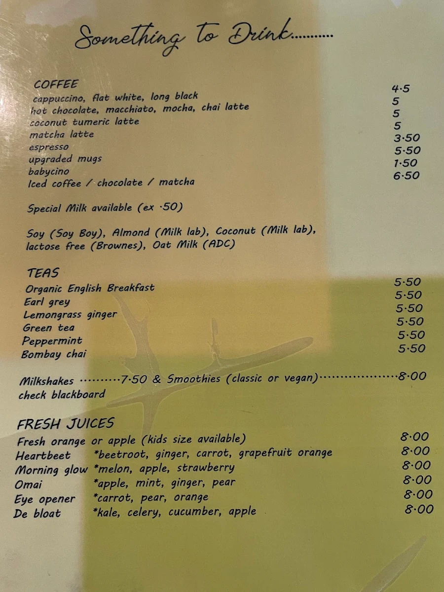 Menu, Kettle Cafe