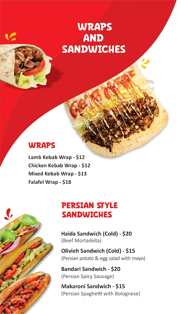 Menu, Maryam Pizza & Kebab