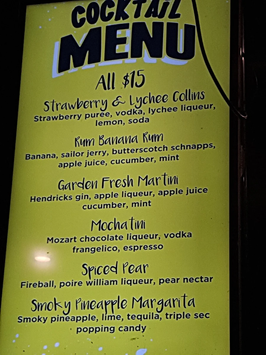 Menu, The Grand Bar