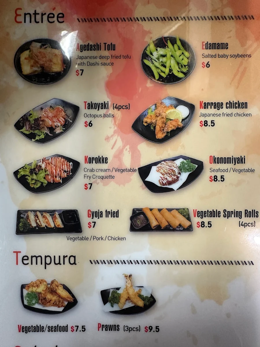 Menu, Haya sushi