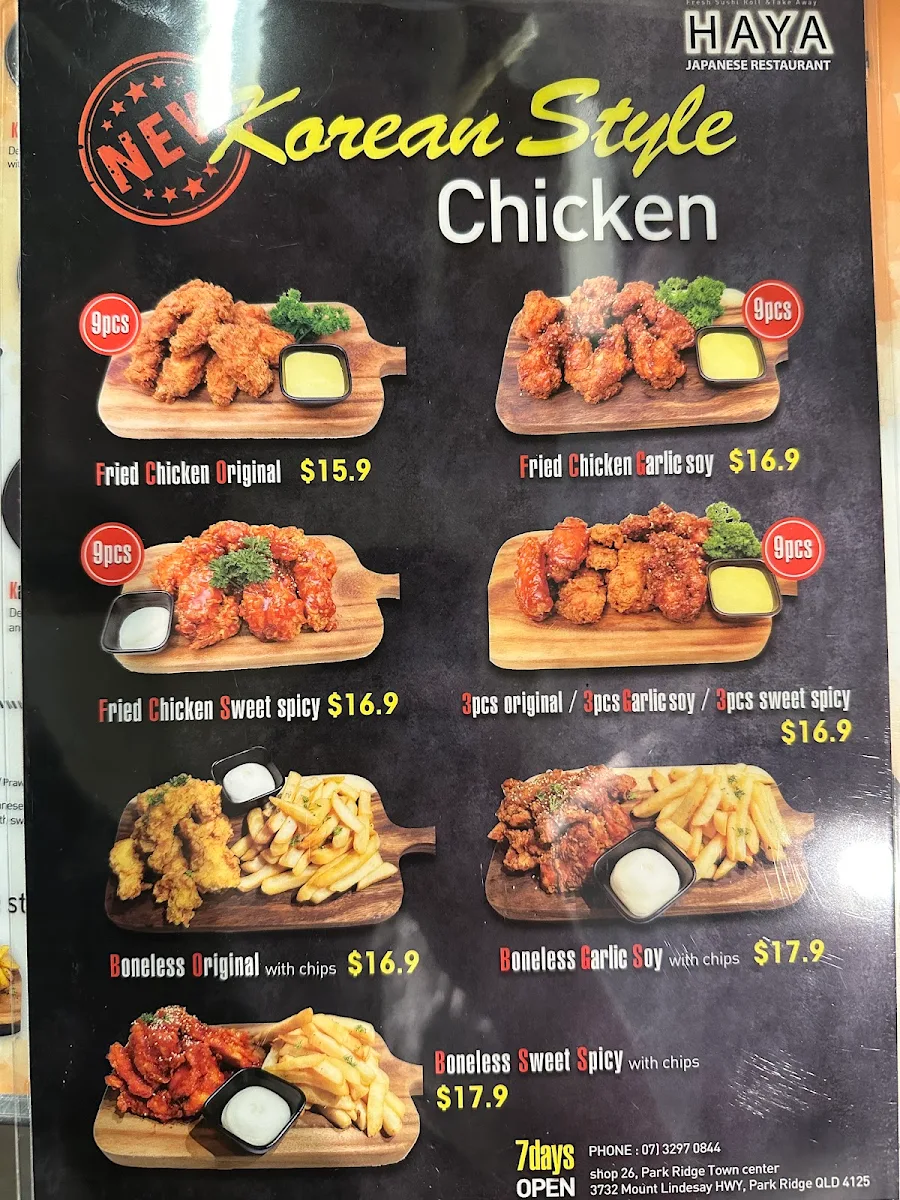 Menu, Haya sushi