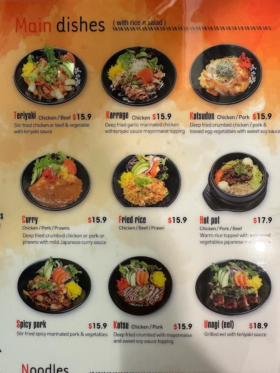 Menu, Haya sushi