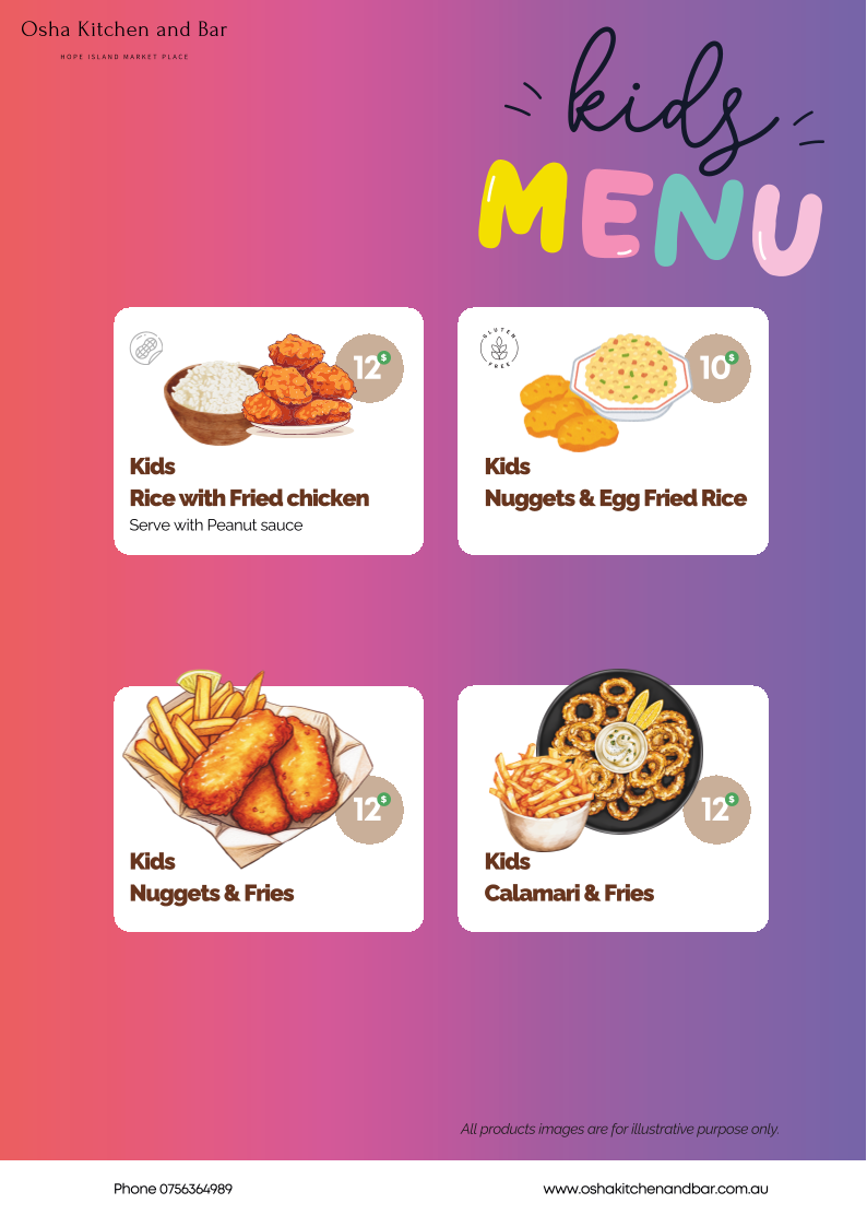 Menu, Osha Kitchen & Bar