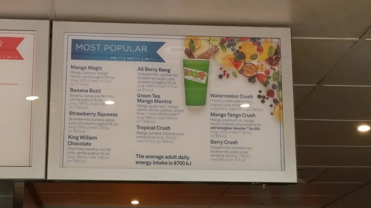 Menu, Boost Juice