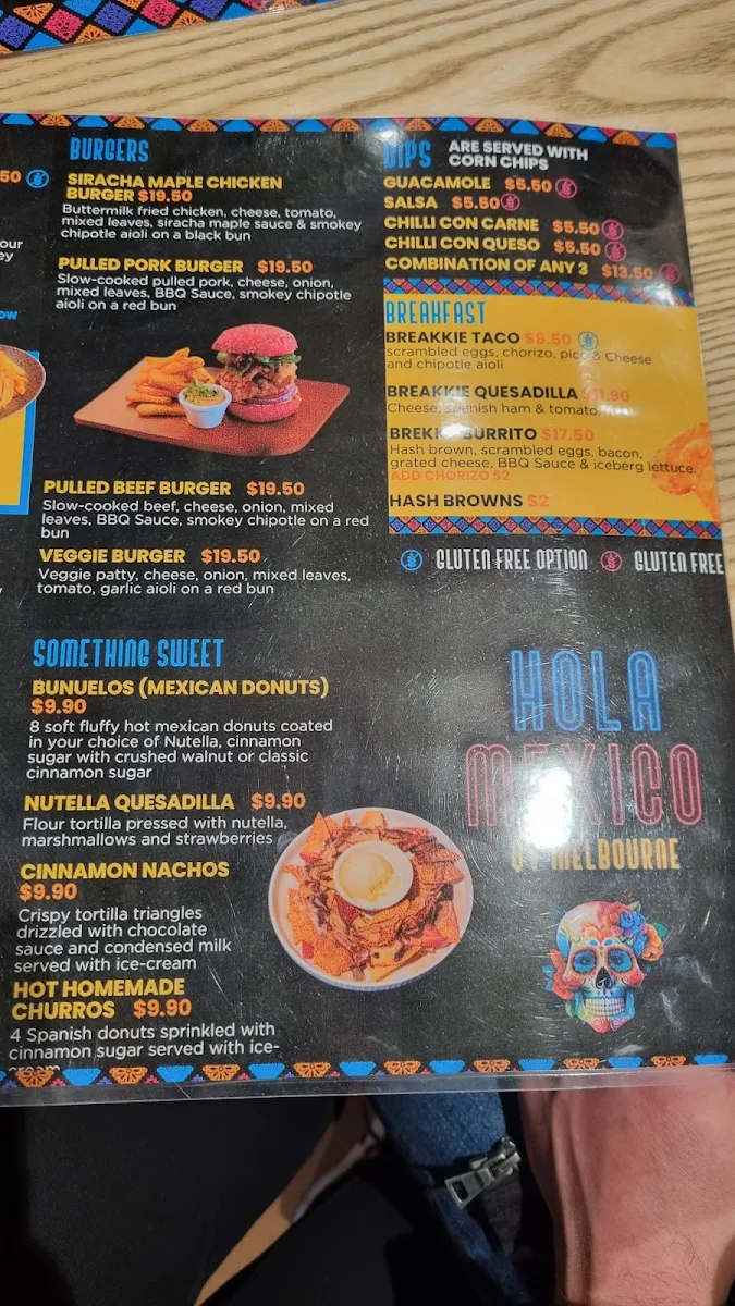 Menu, Hola Mexico QV Melbourne